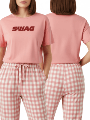 Relax Tee with Checked Bottom